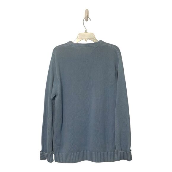 Vintage Tommy Hilfiger Men's M Blue Pullover Sweater Crewneck Logo Heavyweight - Picture 2 of 9